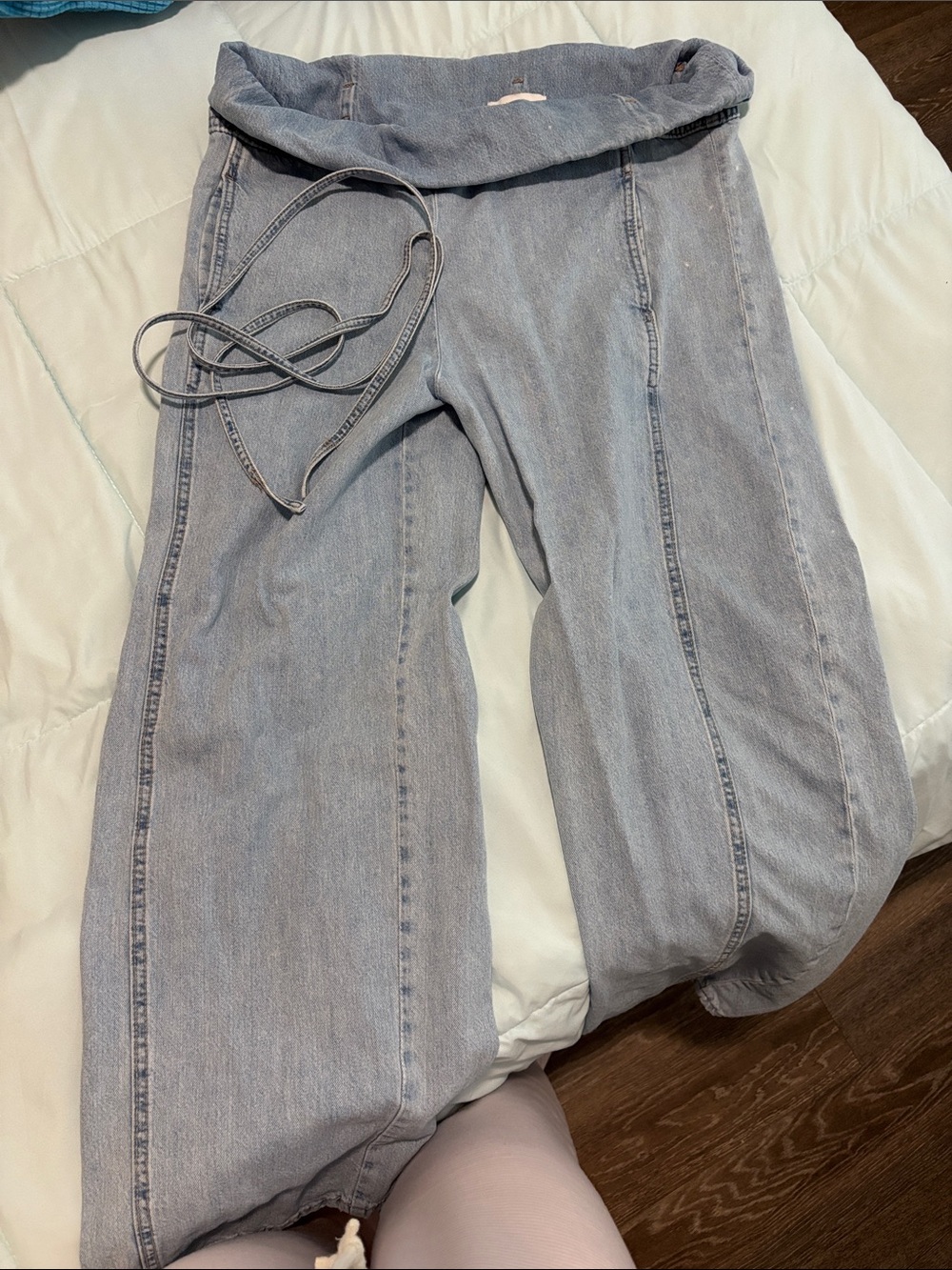 Zara Light Wash Denim Wide Leg Pants